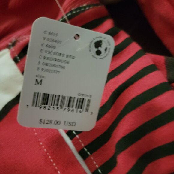 Free People Work It Out Printed Rugby Polo Womens M Red Preppy 90's Y2K Sporty - Picture 5 of 8